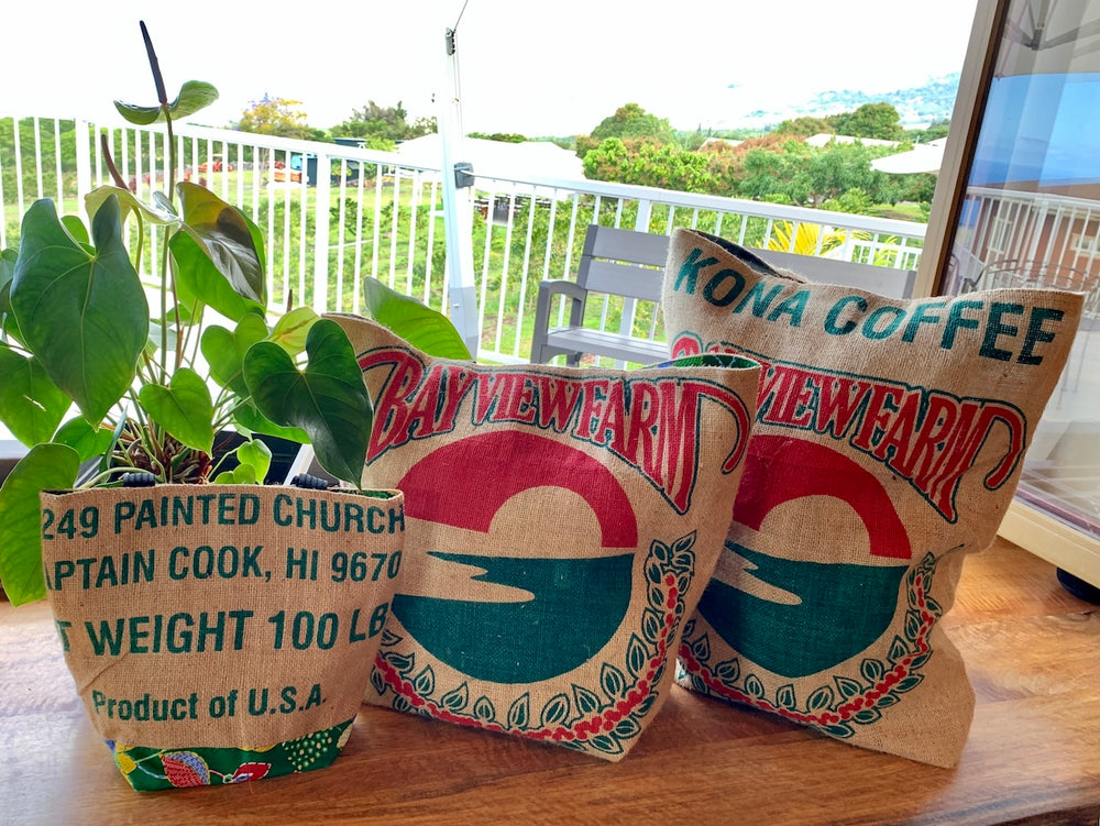 Burlap Bag Totes - The Bay View Coffee Farm in Kona, Hawaii
