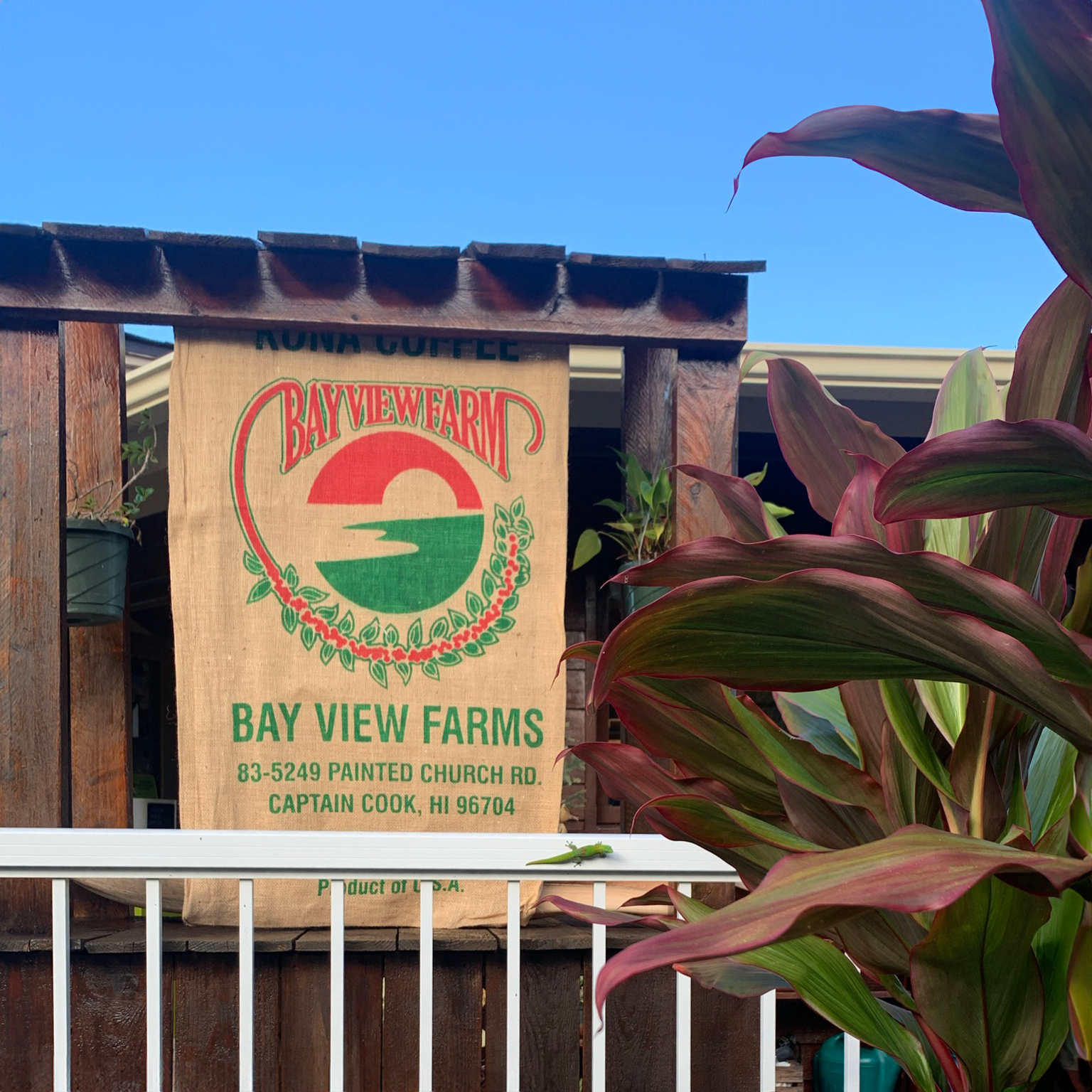 outside with bay view farm information. 83-5249 Painted Church Road, Captain Cook Hawaii, 96704Ba