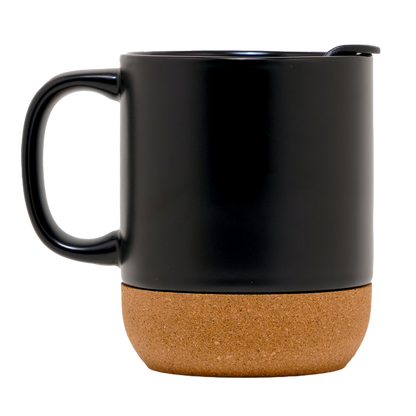 Cork Black Logo Mug with Lid