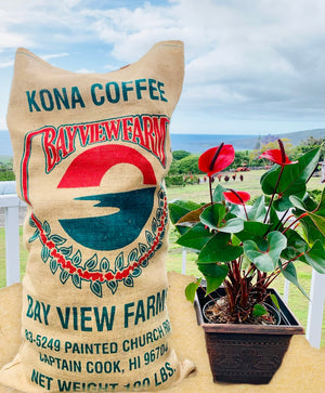 Burlap Coffee Bags - The Bay View Coffee Farm in Kona, Hawaii