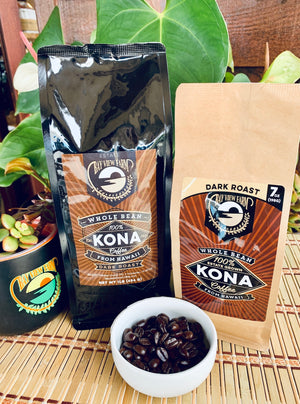 Dark Roast - 100% Kona Coffee 7oz, 1lb, Whole Bean or Ground - The Bay View Coffee Farm in Kona, Hawaii