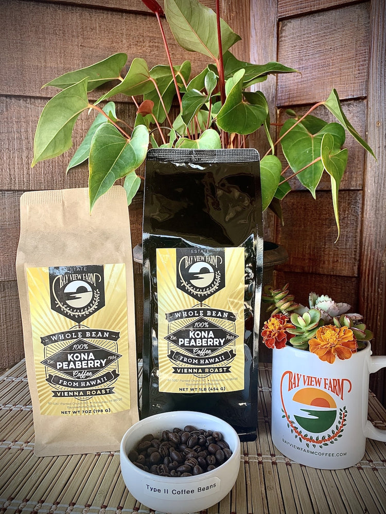 Peaberry 100% Kona Estate Coffee - The Bay View Coffee Farm in Kona, Hawaii