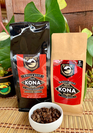 Medium Roast 100% Kona Coffee 7oz, 1lb, Whole Bean or Ground - The Bay View Coffee Farm in Kona, Hawaii